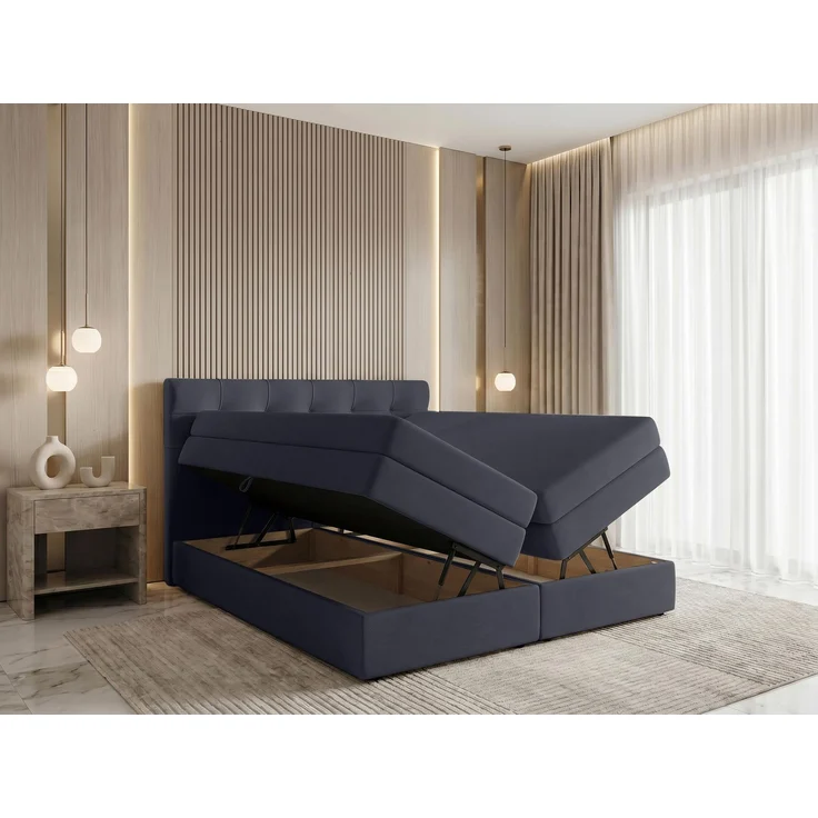 AX LIVING Finike Kontinentalbett 180x200 cm mit Topper, Grau – Bild 2