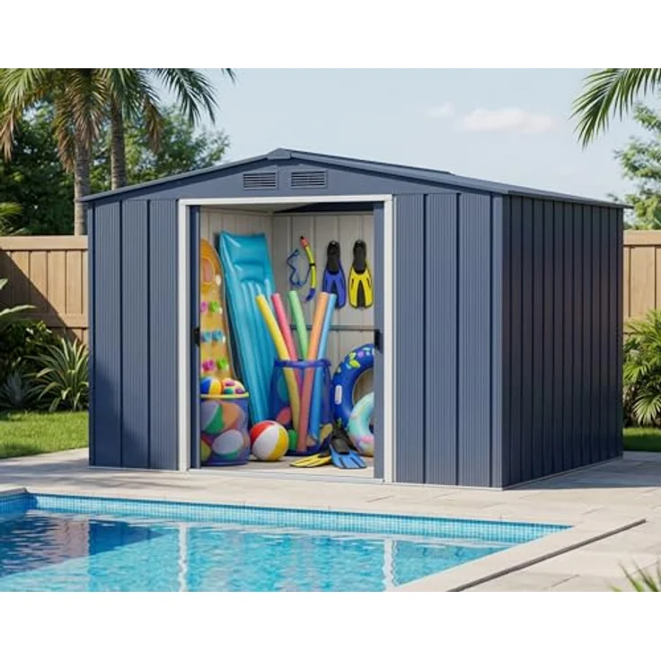 Duramax ECO 8x8 (5.89 m²) Metallgerätehaus, feuerverzinktes Metall gerätehaus - Geräteschuppen, verstärkte Dachkonstruktion, wartungsfreier und wetterfester Metallschuppen, Anthrazit – Bild 4