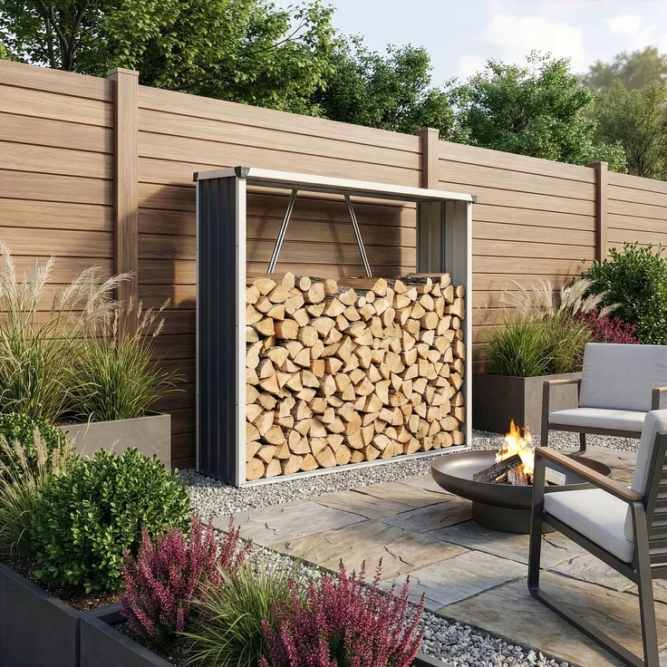 Feuerholzregal Kalmar 158x47x152cm aus Stahl Anthrazit [casa. pro] – Bild 2