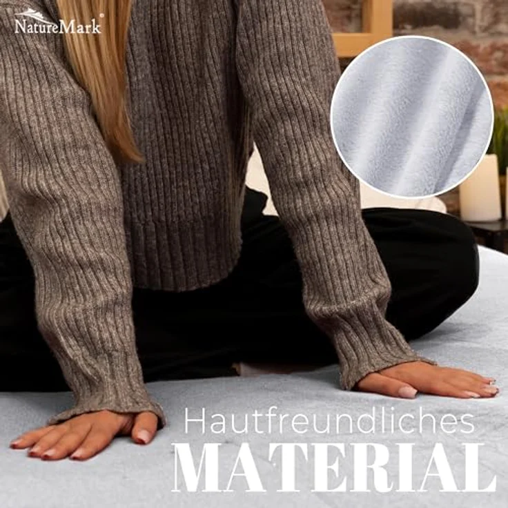 NatureMark Spannbettlaken Winter Thermo Fleece Spannbetttuch, 80% Baumwolle und 20% Polyester, Gummizug: rundum, (1 Stück), 90x190 bis 100x200 cm - Weiß – Bild 7