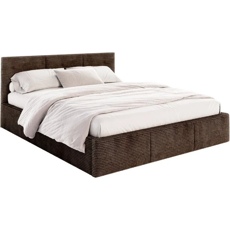 FDM Polsterbett AMBER modern mit Bettkasten MADE IN EU - mit Cord Bezug (verfügbar 90x200 120x200 140x200 160x200 180x200cm, Bettrahmen, Bett, mit großen gepolsterten Kopfteil, mit Bettkasten zum aufklappen), Hebbarer Metallrahmen, Bettkasten, mit/ohne...