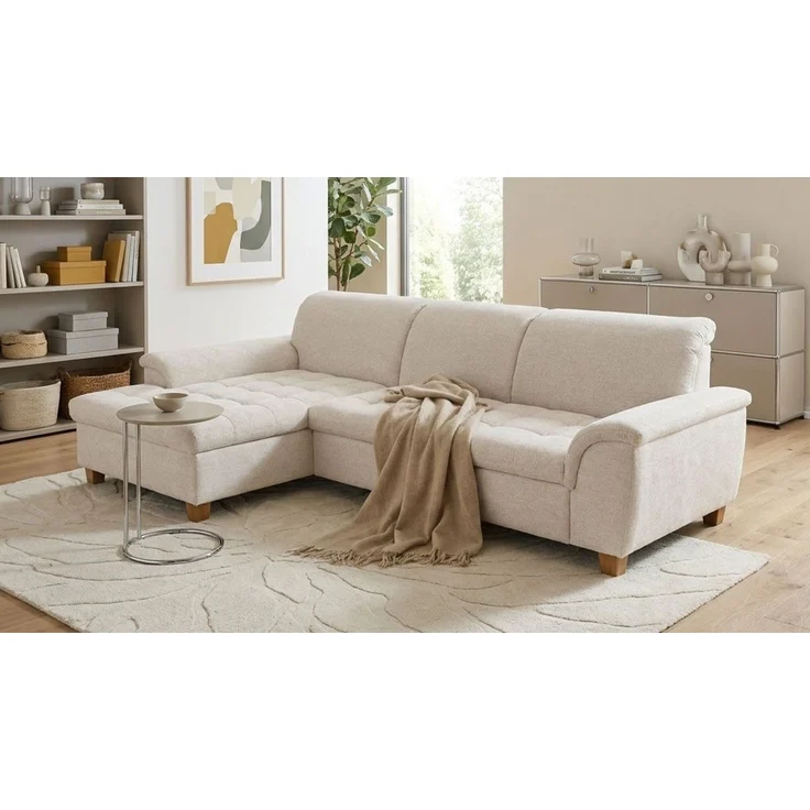 OTTO home Ecksofa Eggery 279 x 162 cm, auch mit Schlaffunktion & Bettkasten, Holzfüße, L-Form, aus pflegeleichtem Luxus-Microfaser – Bild 1