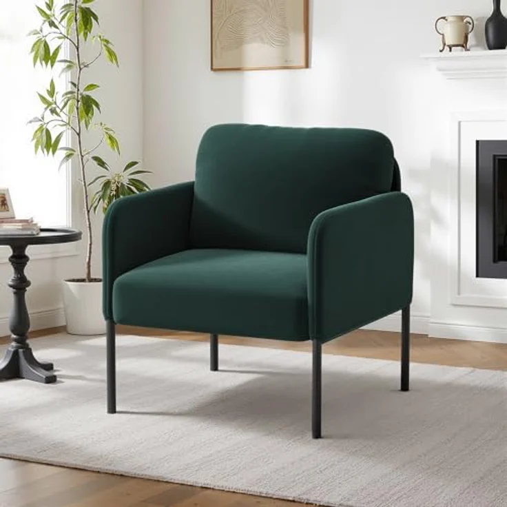 COLAMY Gepolsterter Ohrensessel 2er Set aus Samt – Moderner Lounge-Sessel mit weicher Rückenlehne, Komfortabler Sessel für Wohnzimmer, Schlafzimmer, Apartment & Leseecke, Grün – Bild 8