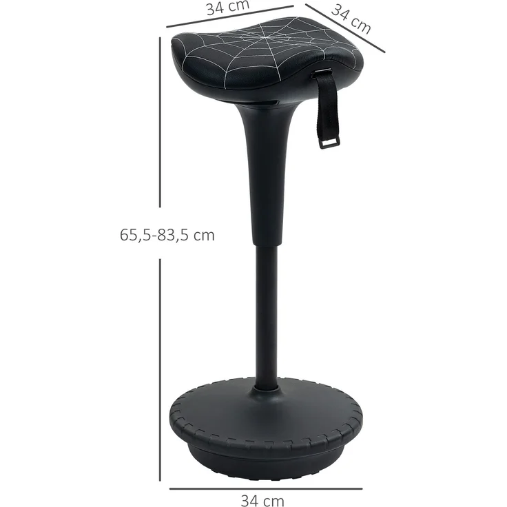 Bürohocker mit Schwenkfunktion, ergonomischer Hocker, höhenverstellbar 65,5-83,5 cm 120° schwarz schwarz--Schwarz--83.5x34x34cm--YOUDENOVA – Bild 5