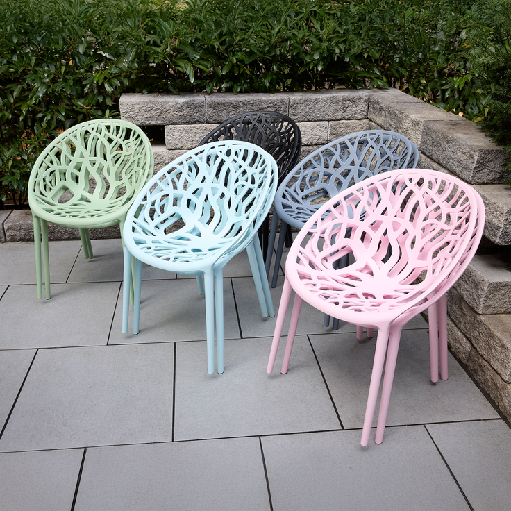 VOMO Stapelstuhl, Struckturdesign in Blau, Gestell: Polypropylen-Kunststoff – Bild 8