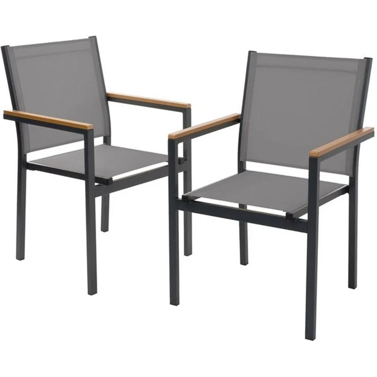 ML-DESIGN Gartenstuhl Terrassenstühle mit Aluminiumgestell Balkonstuhl wetterfest stapelbar (2 St), 2er Set Sessel mit Armlehnen-Holzoptik für Garten Balkon Terrasse – Bild 4