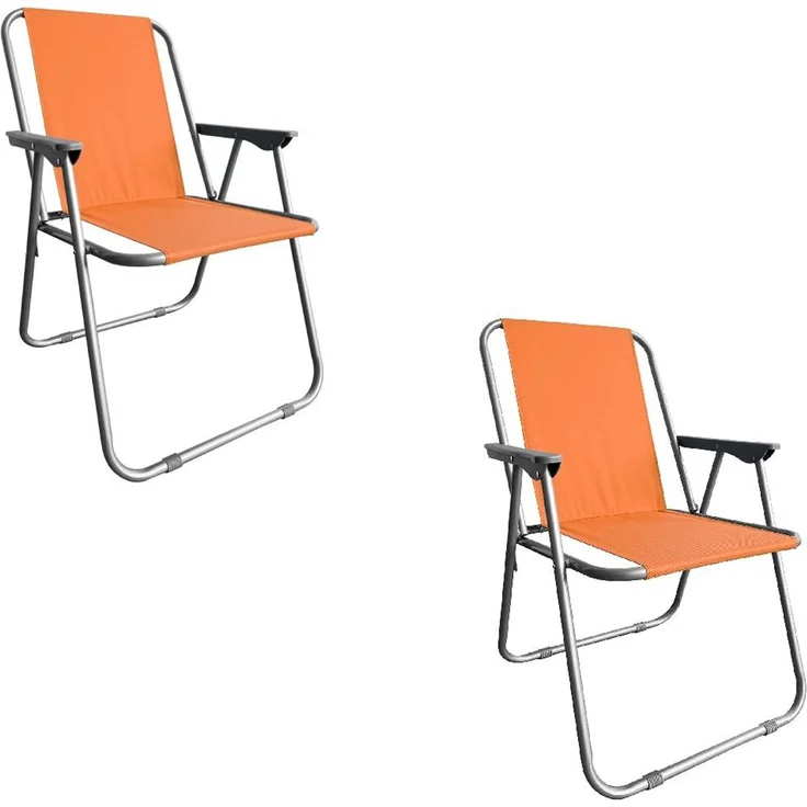 Campingstuhl Anglersessel Gartenstuhl Sessel mit Armlehne orange 2er Set