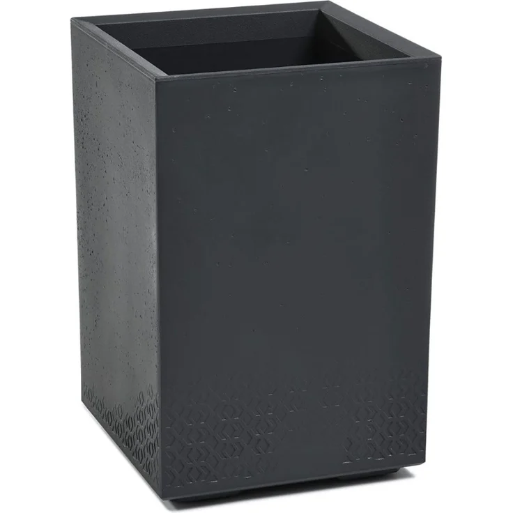 LAMELA Pflanzkübel mit Rollen Höhe 60 cm, 36L – Blumentopf aus Kunststoff in Betonoptik – Übertopf mit Wasserablauf – Modern für Innen & Außen - Wetterfest & Pflegeleicht, Antrazit – Bild 1