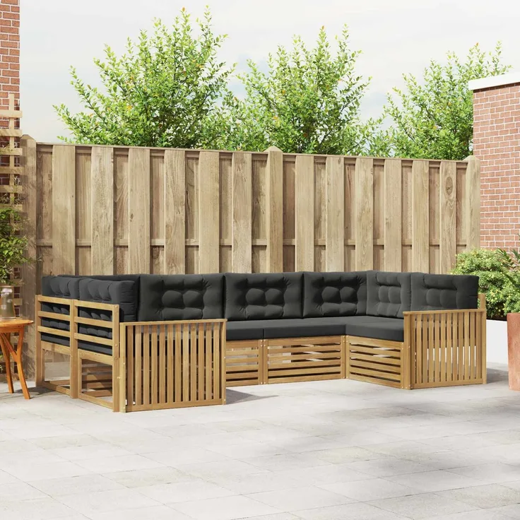 vidaXL Outdoor-Sofagarnitur 6 stk. 6-Sitzer Weiß und Anthrazit 3391042