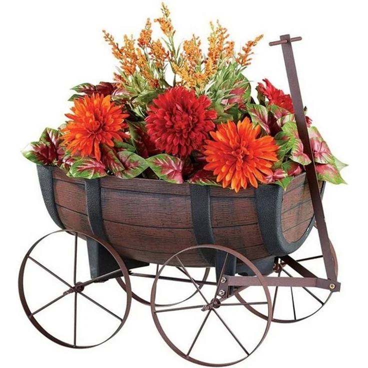 HTI-Living Pflanzkübel Pflanzwagen Nessa (Stück, 1 St, 1 Pflanzwagen), Pflanzkübel Gartendekoration rustikal – Bild 2