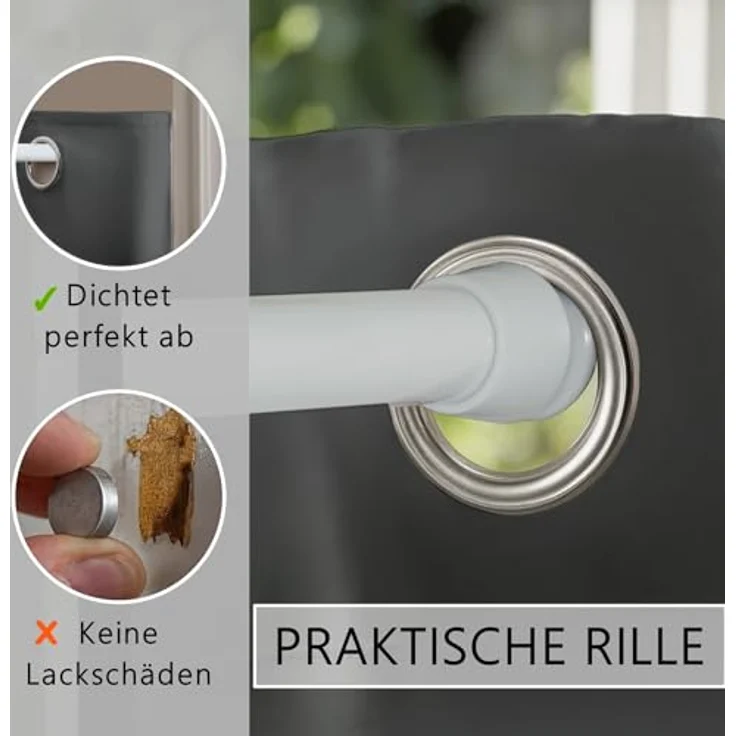 tinycurtains Türvorhang mit Stange weiß 55-90 cm ohne Bohren, Thermo Vorhang Tür, Ösen, abdunkelnd, Polyester, blickdicht, Anthrazit Nebula, Türgardine mit Klemmstange verdunkelnd – Bild 8