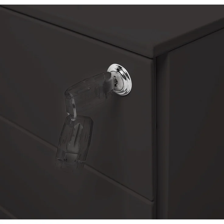 Makika Rollcontainer abschließbar mit Schubladen und Rollen 39x50x60cm in Schwarz – Bild 9