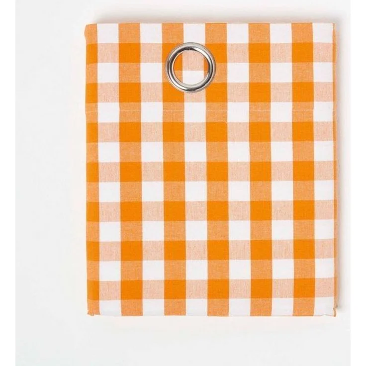 Homescapes Gardine Orange karierter Ösenvorhang im 2er Pack, B 137 cm x L 117 cm – Bild 4