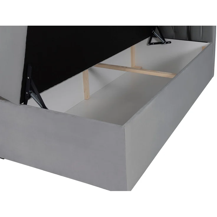 Selsey 'Daissy' Boxbett 160×200 mit Matratze und Topper, Samt, Grau – Bild 8