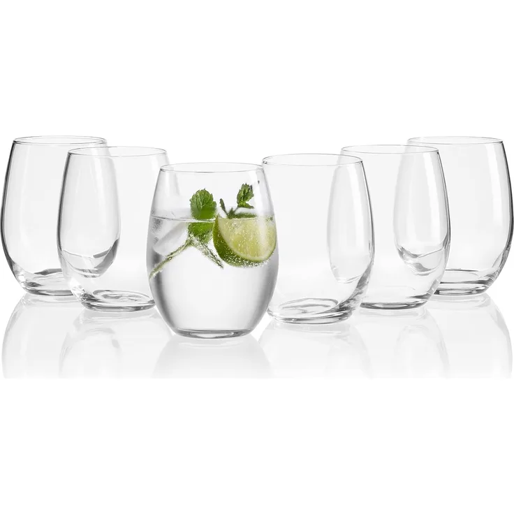 6 Trinkgläser, Wassergläser, Saftgläser, Gin Gläser Set 36 cl aus hochwertigem Kristall, geblasene Kristallgläser für Gin Tonic, Wasser, Säfte und Schorlen