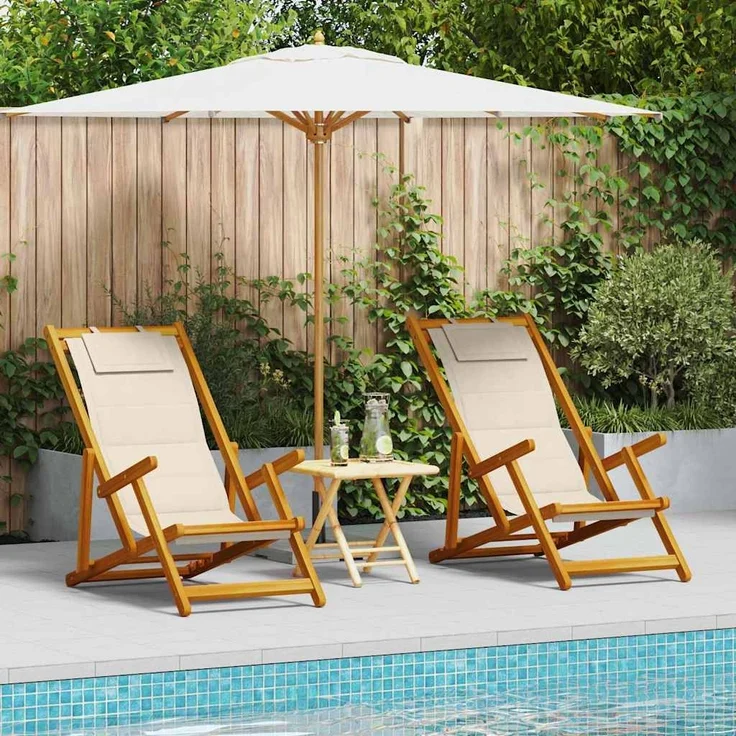 vidaXL Liegestuhl 2 pcs Braun 61.5 x 123 x 82cm Massivholz Akazie 3325141 – Bild 2