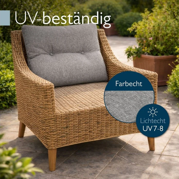 Beautissu Sitzkissen Outdoor Loungekissen Beauflair, 50x40cm, Hellgrau, 50x40cm – Bequemes Rückenkissen 12cm dick Polster Sitzauflage Schmutz – Bild 4