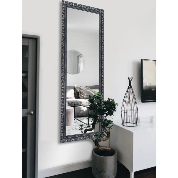 MIRRORS AND MORE 'Tanja' Rahmenspiegel Holz, schwarz-silber, 50x150cm