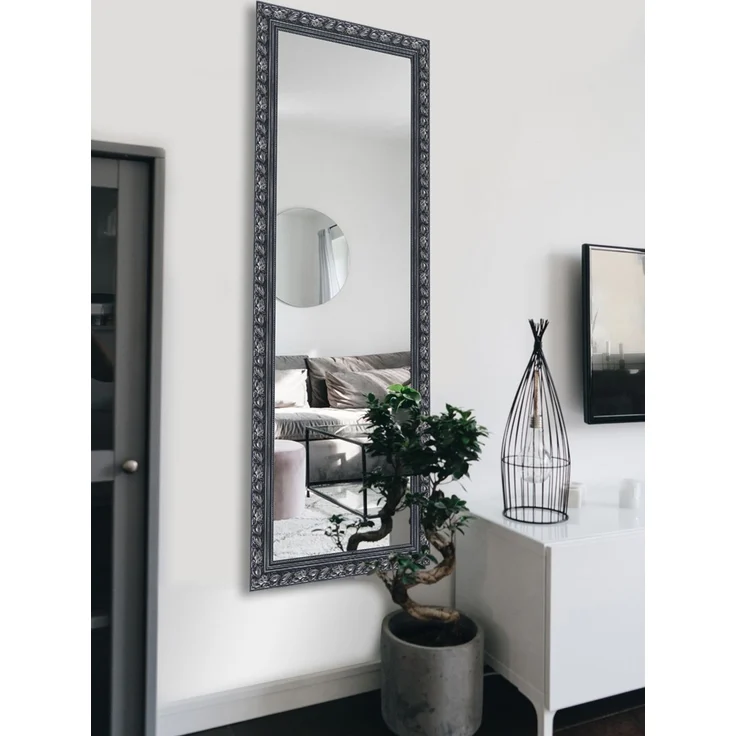 MIRRORS AND MORE 'Tanja' Rahmenspiegel Holz, schwarz-silber, 50x150cm – Bild 1