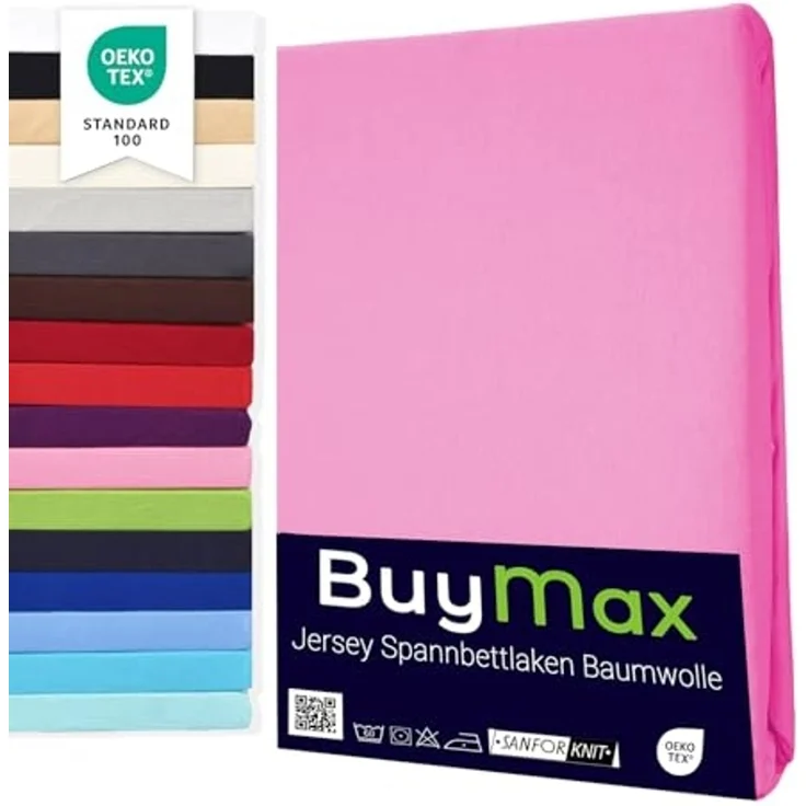 Buymax Spannbettlaken 60x120 cm Doppelpack 100% Baumwolle Kinderbett Spannbetttuch Baby Bettlaken Jersey, Matratzenhöhe bis 15 cm, Farbe Altrosa – Bild 1
