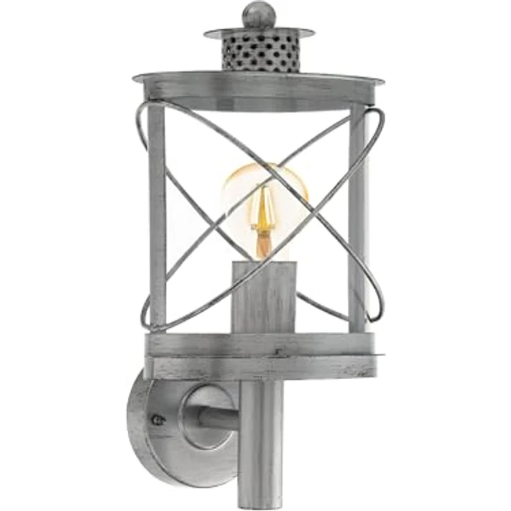 EGLO Außen-Wandlampe Hilburn 1, 1-flammige Wandleuchte aus verzinktem Stahl und Kunststoff, Farbe: Silber-antik, IP44, Fassung: E27, Höhe: 37,5 cm – Bild 1