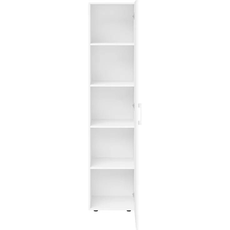 Bellamio 'Apol' Mehrzweckschrank schmal, weiß, 176x33x40 cm, Aktenschrank mit 5 Ablagefächern, Tür beidseitig montierbar – Bild 9