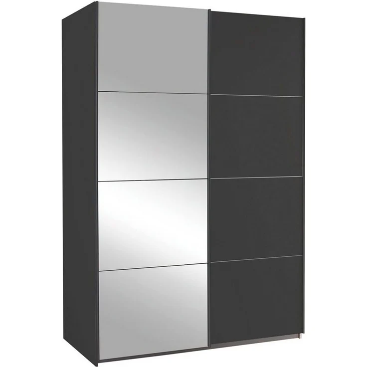 rauch Schwebetürenschrank QUADRA, Grau Metallic, B 136 cm x H 210 cm, mit Spiegel – Bild 1