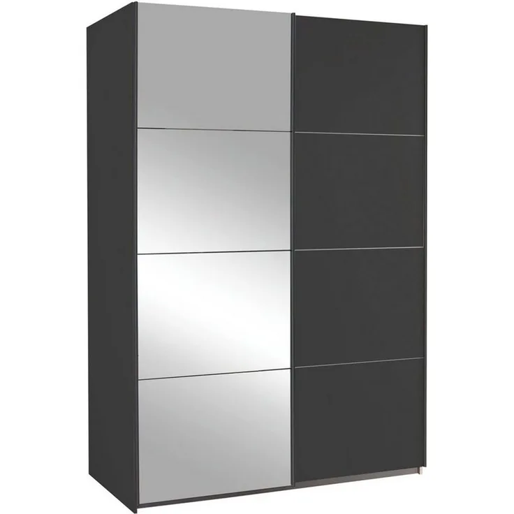 rauch Schwebetürenschrank QUADRA, Grau Metallic, B 136 cm x H 210 cm, mit Spiegel