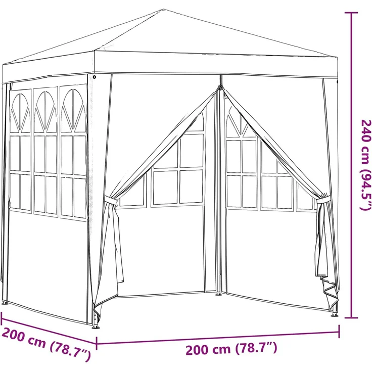 vidaXL Party-Zelt Hellgrau 200 x 200 x 240 cm PE und Stahl 42032995 – Bild 11
