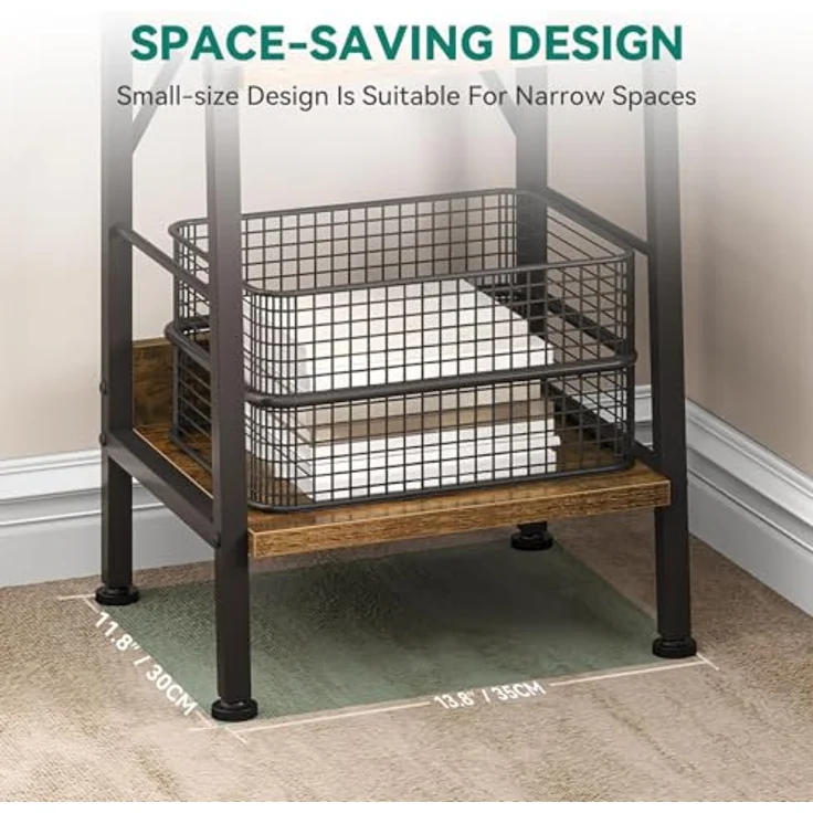 YITAHOME Schmal Bücherregal mit 5 Ebenen 35 cm Breit, Industrielles Leiterregal Standregal Holzregale und Metallrahmen, Modernes Regal für Wohnzimmer, Büro, Rustikales Braun – Bild 5