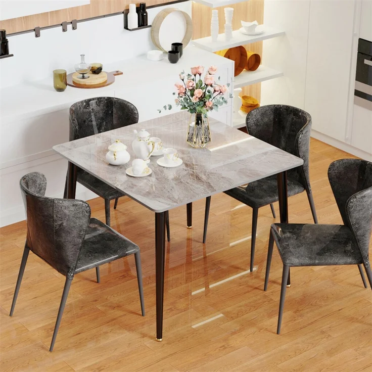 FATIVO Esstisch Esszimmertisch Sinterstein Kchentisch Brotisch 80x80x76 cm Restaurant Luxus Grau – Bild 4
