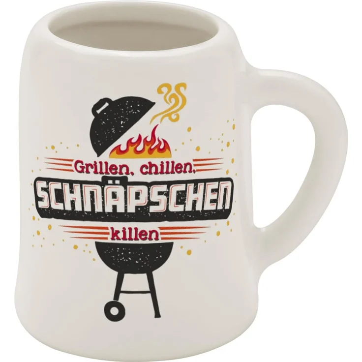 Schnapskrug Schnapsglas Stamper Keramik Sheepworld GRILL 73845 – Bild 1