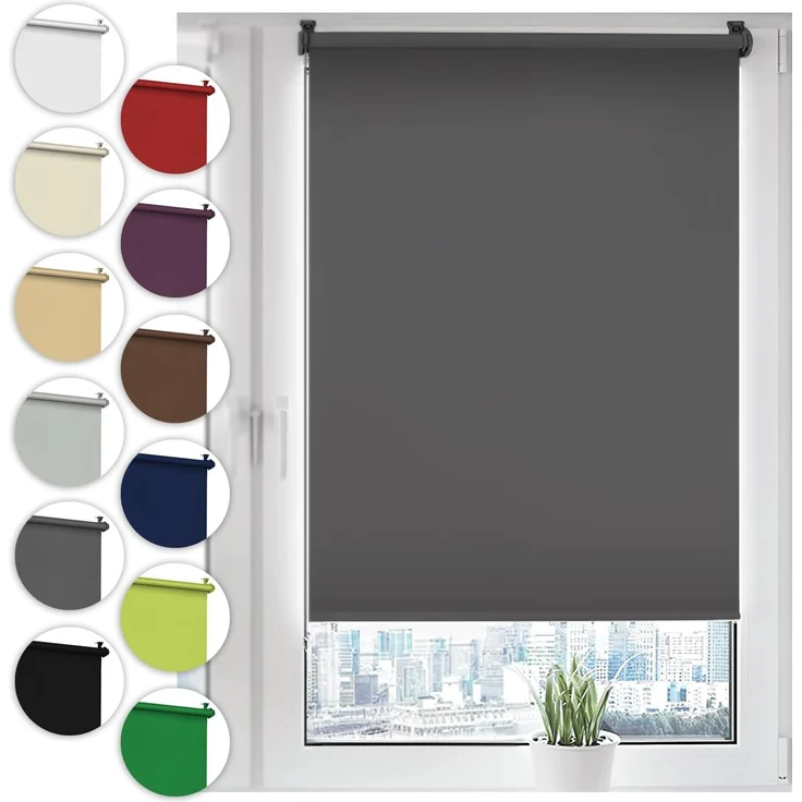 Verdunkelungsrollo Klemmfix ohne Bohren 65x150 cm Grau Verdunklungsrollo Fensterrollo Rollo Seitenzugrollo Klemmrollo für Fenster & Tür – Bild 1