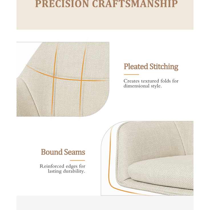 GOEURVANT 1437 Esszimmerstühle 6er-Set mit Armlehnen, 360° Drehbar, Webstoff - Beige Stoff – Bild 10