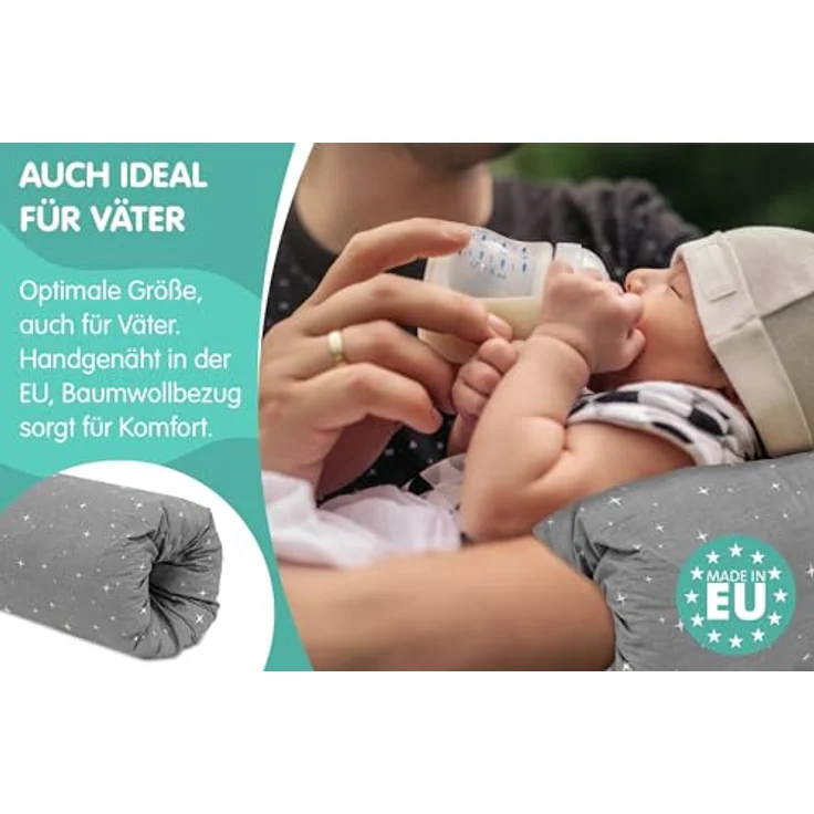 Stillkissen klein Breastfeeding und Nursing Pillow für unterwegs 20 cm - Stillmuff Armkissen und Lagerungskissen Baby Arm Still Kissen aus weicher Baumwolle Oeko-Tex Galaxie – Bild 6
