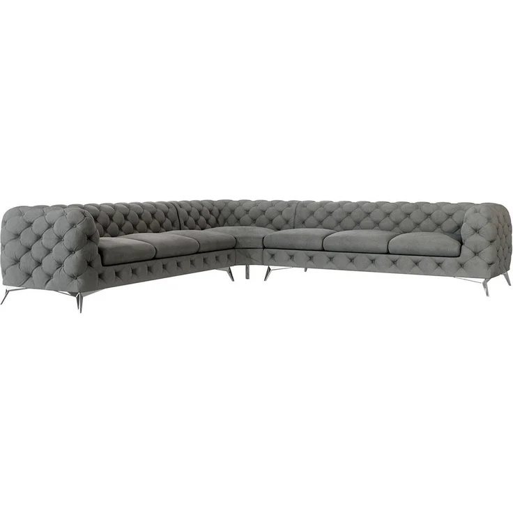 S-Style Möbel Ecksofa Chesterfield Ecksofa Kalina mit Silber Metall Füßen, mit Wellenfederung – Bild 5