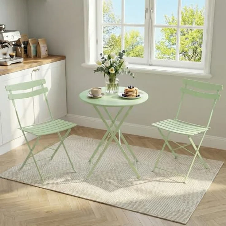 Bistroset 3-Teilig Mit Bistrotisch&2 Klappbaren Stühlen, Gartenmöbel Set – Bild 8