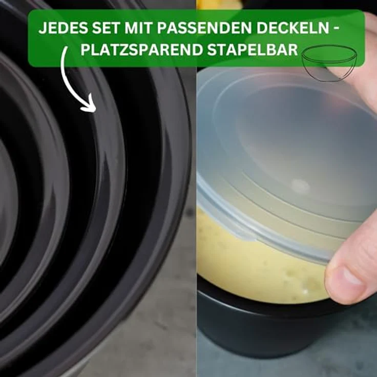 Thiru Salatschüssel 6 Teilig 0,6L/1,3L/2,5L/4,4L - mit Deckel, Seiher, Salatbesteck, (6-tlg), Spülmaschinenfest – Bild 6