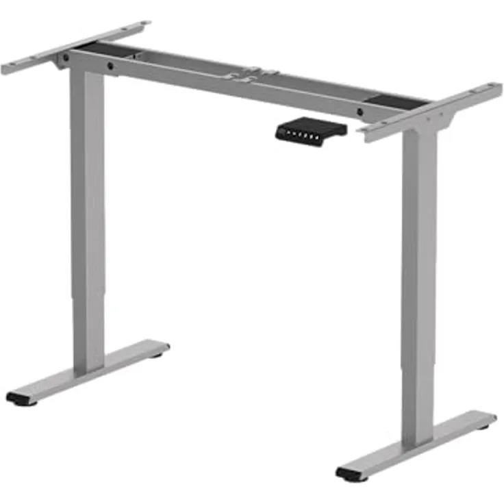 SANODESK Basic Line - elektrisch stufenlos höhenverstellbarer Schreibtisch mit Kollisionschutz, Memory-Steuerung und Softstart/Stop Funktion (Grau)