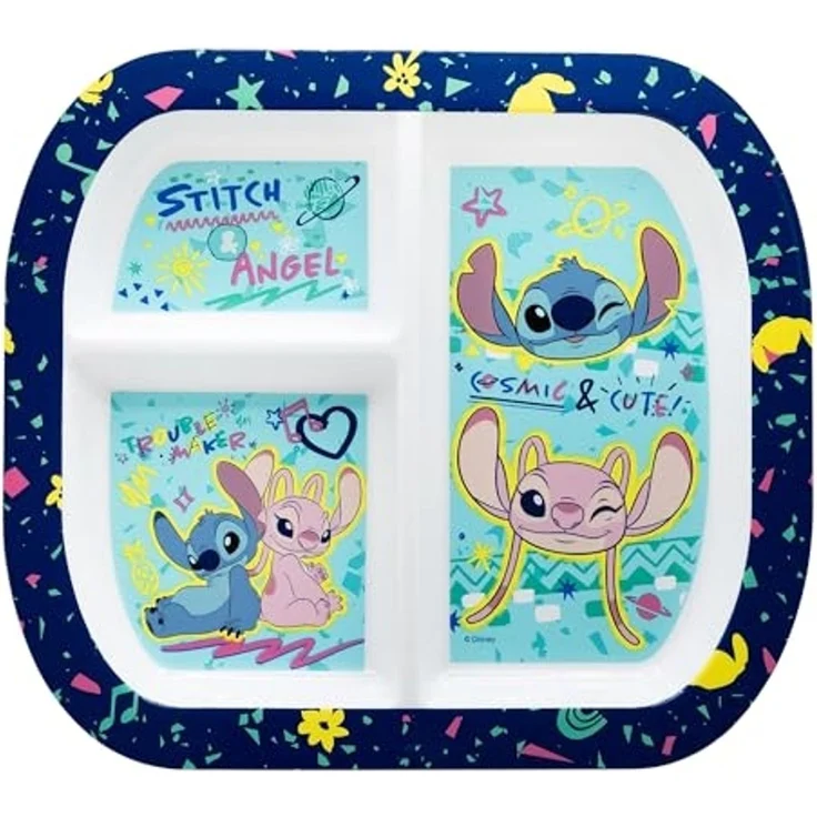 Storline Frühstücksteller Lilo & Stitch rechteckig Teller mit 3 Fächern, Mikrowellengeeignet – Bild 2