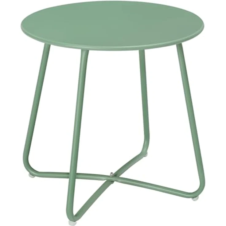 eSituro Beistelltisch rund, Balkontisch Gartentisch, Kaffeetisch Couchtisch Sofatisch Wohnzimmertisch, Kleiner Tisch für Wohnzimmer Balkon Terrasse Garten, aus Metall, φ45xH45 cm, Grün – Bild 9