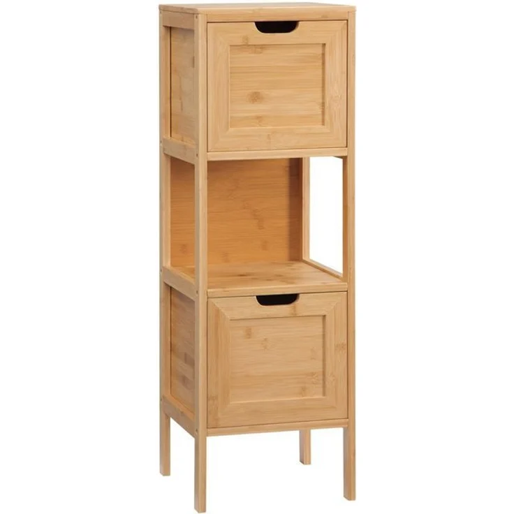 Kleankin Badkommode Aufbewahrungsschrank mit Kippschutz aus Bambus (Badschrank, 1 St, Badezimmerschrank), Naturholz, 30 x 30 x 90 cm – Bild 4