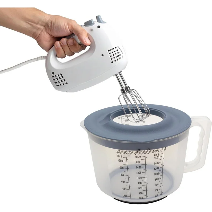 mucHome Messbecher 3in1 Rührbecher 2L mit Spritzschutz, Verschlussdeckel und Ausgießer – Bild 1