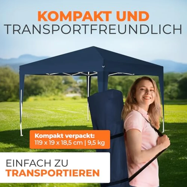Kronenburg Faltpavillon wasserdicht Dachmaß 2x2 m UV Schutz 50+ Pavillon in Blau – Bild 7