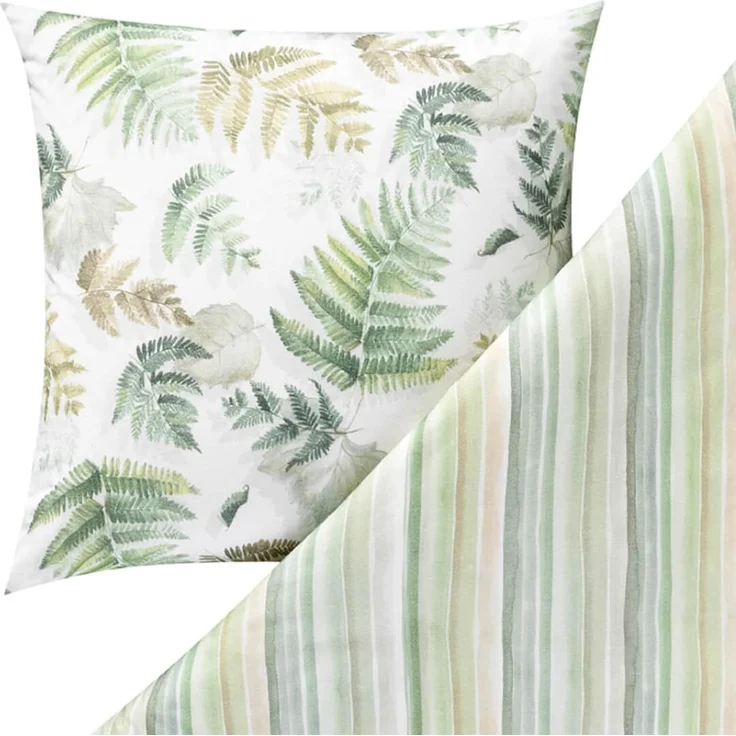 Estella Kuschel Flanell Bettwäsche 135x200 Fern Leaves Blätter Wende grün 4469-530 – Bild 2