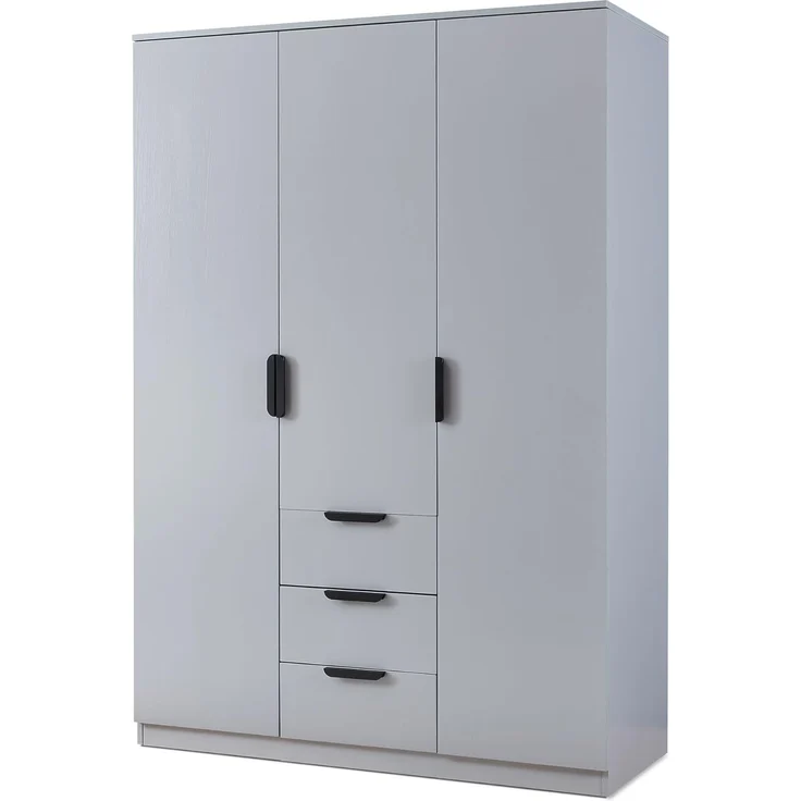 Kleiderschrank Eiselfing 176x120x52 cm 3 Schubladen Grau [en. casa] – Bild 5