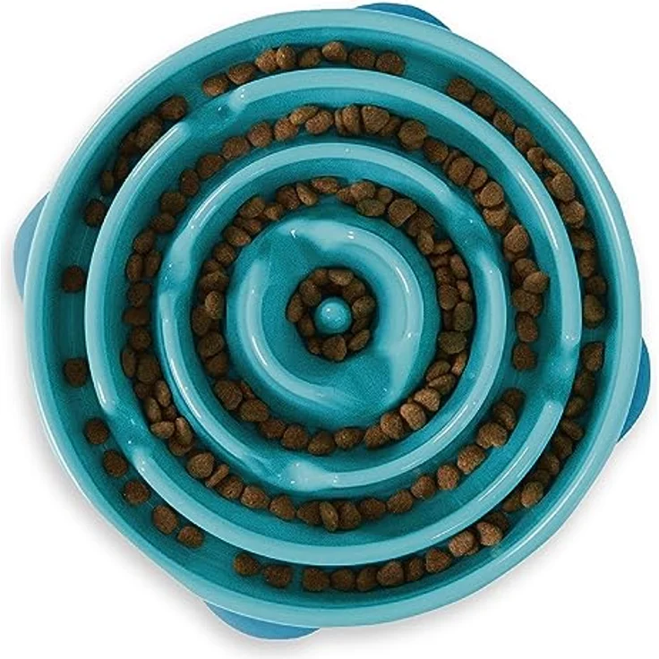 Kyjen 51002 Outward Hound Fun Feeder Slow Feed Interaktiver Bloat-Stop-Futternapf für Hunde, Größe L, blau – Bild 2