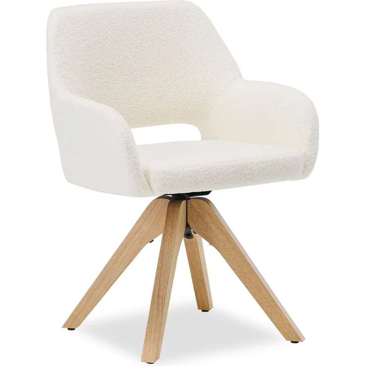 Esszimmerstühle Drehbar Set 4 Stühle für den Esstisch Drehstuhl mit Armlehne Teddystoff Weiß Polsterstühle Sessel Modern – Bild 9