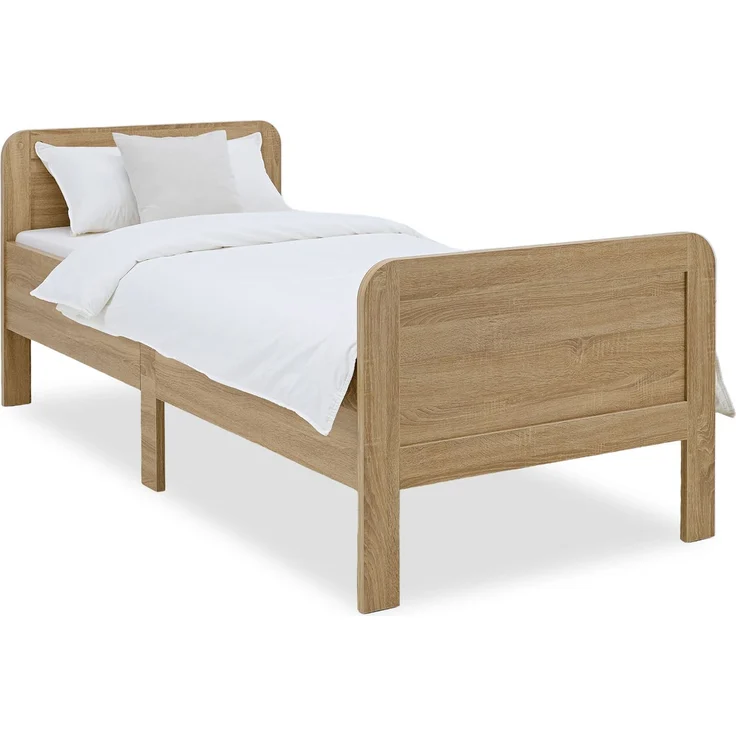 Komfortbett 90x200 Seniorenbett Höhenverstellbar Holzbett Eiche Einzelbett Hohes Bett Bettgestell – Bild 1