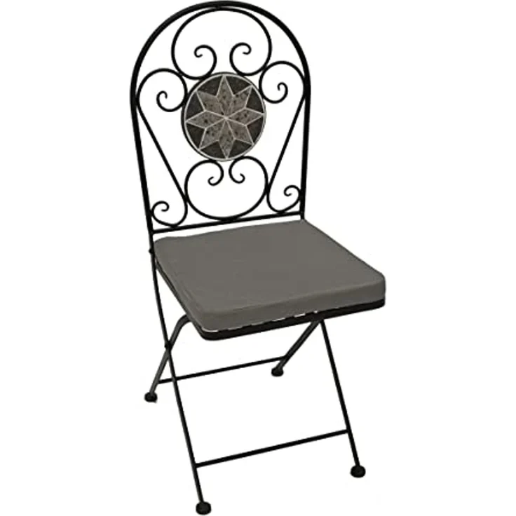 DEGAMO SIENA Bistroset 3-teilig, Metall + Mosaik, schwarz/grau, Tisch 60cm rund – Bild 2